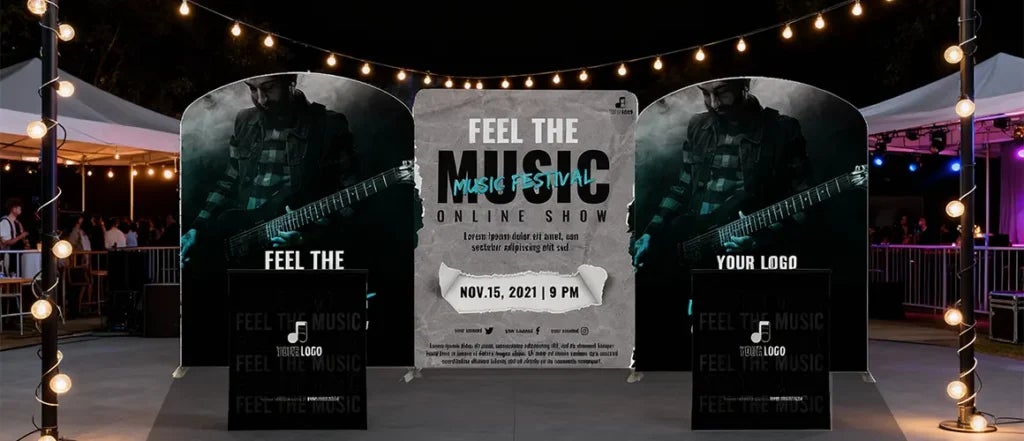 Exhibition Display Stands with Lighting and Fabric Textures